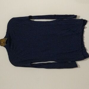 Zara Knit Navy Blue Ribbed Tunic Top Size Small